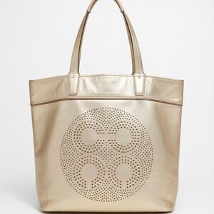 Authentic Coach Metallic Gold Leather Tote Bag Shoulder Bag